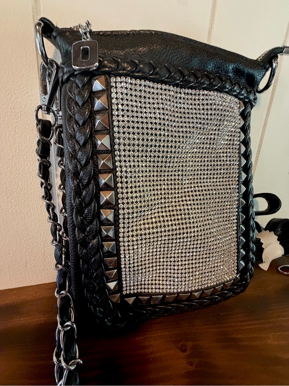 Black Faux Leather Bag - multiple strap styles